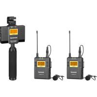 Радиопетлички Saramonic UwMic9 TX9+TX9+SPRX9 с 2 передатчиками и 1 приемником с держателем смартфона